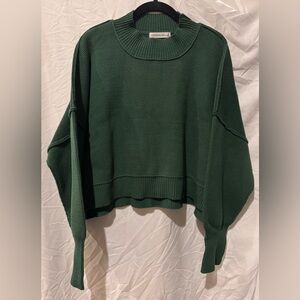 Zenana Dolman Sleeve Mock Neck Crop Knit Sweater L/XL